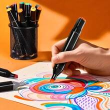 Personalized 48/24 Color Dual-Tip Marker Pen Watercolor Pen Set Professional Anime Painting Design Art Supplies - Sets - View 7