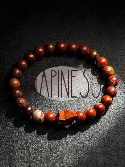 1件天然紅石手工編織手鍊，男士時尚個性化手鍊，復古風格，適合日常配戴或作為送給家人朋友的禮物
