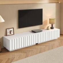 TV Cabinet, Modern TV Lowboard With Wave Front, Generous Storage Space, Push-To-Open – Minimalist TV Furniture For Living Room - 白色 - 查看 4