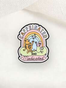 Caffeinated And Medicated Enamel Brooch Pastel Rainbow Coffee Pill Cartoon Metal Pin For Backpack Jacket - Multicolor - View 5