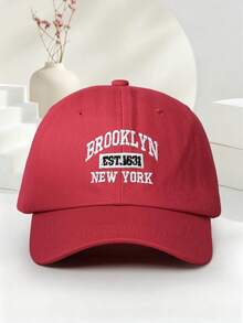 1件/2件 Y2K 滑雪帽 中性款 刺繡字母 BROOKLYN NEW YORK 防曬透氣時尚棒球帽 適合日常戶外旅行與防曬 - 紅色 - 查看 3