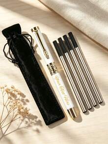 1 Pen And 4 Replacement Nibs And 1 Velvet Pen Pouch, Dragon Head Hollow Bright Metal Pen Set, Free Engraving, Perfect For: Office, School, Daily Use, Gift, Father's Day Gift - Sets - View 10
