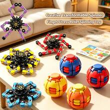Set Mainan Fidget Transformable 8 Buah, 4 Spinner Mekanik Transformable + 4 Bola Pereda Stres Berputar, Warna Acak, Mainan Sensorik Pereda Kecemasan untuk Dewasa, Mainan Dekompresi Berputar Transformable Kreatif, Hadiah Dekorasi Meja Kantor - MultiWarna - View 2