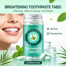 1 Botol (40 Tablet) Tablet Pasta Gigi ADJANISS, Mengandung Hidroksiapatit dan Xylitol, Membersihkan Gigi dengan Lembut Tanpa Menyebabkan Sensitivitas, Mendorong Remineralisasi, Pembersihan Mendalam, Nafas Segar, Cocok untuk Semua Orang Dewasa, Ukuran Praktis untuk Bepergian - Mint - View 2