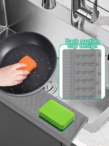 Upgraded Silicone Sink Splash Guard With Strong Suction Cups, Universal Kitchen Sink Side Splash Protector, Suitable For Countertop, No Tools Required Easy Installation Sink Edge Guard Suitable For Faucet And Dishwashing - View 3