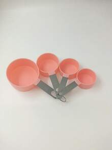 4/8件組不鏽鋼手柄多功能塑膠量匙量杯套組，刻度量匙，烹飪烘焙工具，居家與學校必備廚房小幫手 - 粉色 - 查看 14