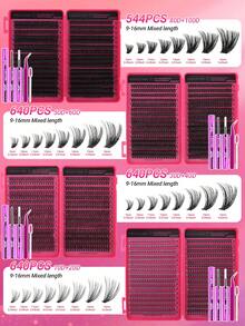 544/640PCS Fluffy Single Lash Clusters, Multi-Specification Large Capacity Cluster False Eyelashes, Thick And Natural Styles Available, Waterproof False Eyelash Set With Tools, Create Beautiful Makeup Effect - Multicolor - View 7