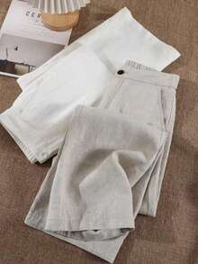 Celana Kasual Wanita yang Nyaman, Terbuat dari Kain Linen Lembut yang Bernapas, Cocok untuk Pakaian Sehari-hari di Rumah dan Saat Liburan - Light Grey - View 4