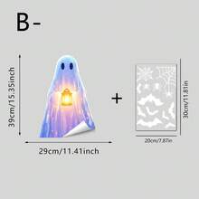 1/3件組萬聖節可愛幽靈靜電窗貼,女巫帽蝙蝠蜘蛛網可重複使用雙面玻璃貼紙,萬聖節節日派對居家裝飾 - 幽靈窗貼 - 查看 16