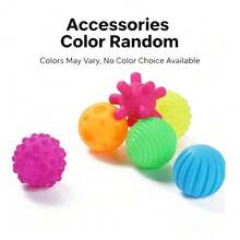 6pcs Baby Sensory Balls Soft Textured Tactile Massage Grip Balls Squeaky Teething Toys Suitable For Newborns Infants Montessori Early Learning Development Bath Play Gift Random Colors - Multicolor - View 4