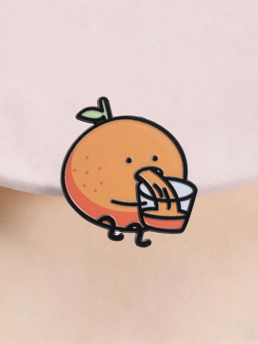 Bros Enamel Jeruk Lucu Minum Jus Kartun Kawaii Buah Pin Logam untuk Ransel Jaket - Jeruk - View 1