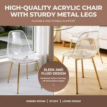 Glam Gold Acrylic Dining Chairs - 4 Piece Set - Golden - View 3