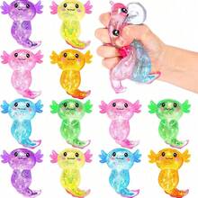 1pc (Random Color) Maltose Color Sequin Salamander Squishy Toy Set, Soft Transparent Silicone Salamander Squeeze Toy, Filled With Glitter, Slow Rebound, Suitable For Children And Adults To Relieve Stress And Anxiety - Multicolor - View 1