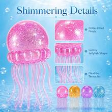 1pc Jellyfish Squishy Soft Rubber Toy, Glitter Jellyfish Squeeze Toy, Soft Slow Rebound Sensory Stress Relief Fingertip Toy, Anxiety Relief, Cute Handheld Toy, Suitable For All Ages, Blue Color, Perfect For Birthday, Christmas, Halloween And Easter Holiday Gifts - Multicolor - View 5