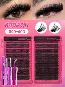 544/640PCS Fluffy Single Lash Clusters, Multi-Specification Large Capacity Cluster False Eyelashes, Thick And Natural Styles Available, Waterproof False Eyelash Set With Tools, Create Beautiful Makeup Effect - Multicolor - View 19