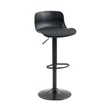 Rotating Bar Stool Set Of 2, Grey Plastic Backrest Synthetic Leather - 黑色 - 查看 6