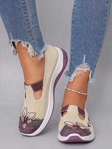 STEPREACH Zapatos deportivos casuales de mujer de primavera, zapatos planos de malla, ligeros, duraderos, transpirables, cómodos, mocasines sin cordones - Albaricoque - Ver 6