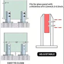 5 Pack 304 Stainless Steel Clamp Glass Panel Pool Fence Staircase Bracket Spigot Square Black - Black - View 3