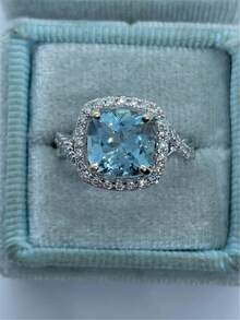 1PC Women's Fashion Personalized Ring, Exquisite Luxury High-End Alloy Inlaid Cubic Zirconia Ring - Suitable For Engagement, Wedding, Proposal, Daily Wear And Gift Jewelry - Blue - View 4