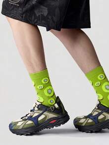 1/5/10 Pairs Men's Mid-Calf Socks, Funny Green Avocado Cartoon Unisex Sports Style Long Socks, Crazy Happy Socks - Multicolor - View 7