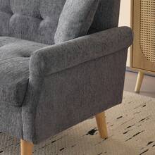 Grey 2 Seat Sofa - Modern Velvet Chenille Fabric Couch - Grey 2 Seat - View 4