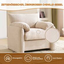 Modern Chenille Sofa - Grey 1 Seat - Comfortable And Stylish - 米色單座 - 查看 7
