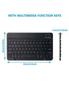 Ultra-Thin Bluetooth Keyboard, Portable Mini Wireless Keyboard, Rechargeable, Compatible With Apple , Phone, Tablet, Phone, Smartphone, IOS, Android, Windows (Black) - Black - View 4