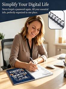 Fun Spiral Bound Password Notebook, Teal Cover With Gold Key Design, 70 Pages, For Securely Recording Internet And Computer Login Names And Passwords, Suitable For Home, Office Or Scrapbook Set, Password Book, School Supplies, Back To School - Multicolor - View 2