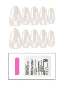 10Pcs Handmade Press On Nails Short Almond Milky White Fake Nails Kit With Jelly Glue And Mini Nail File Daily Wear Reusable False Nails Suitable For Parties, Holidays, And Daily Use - Multicolor - View 3