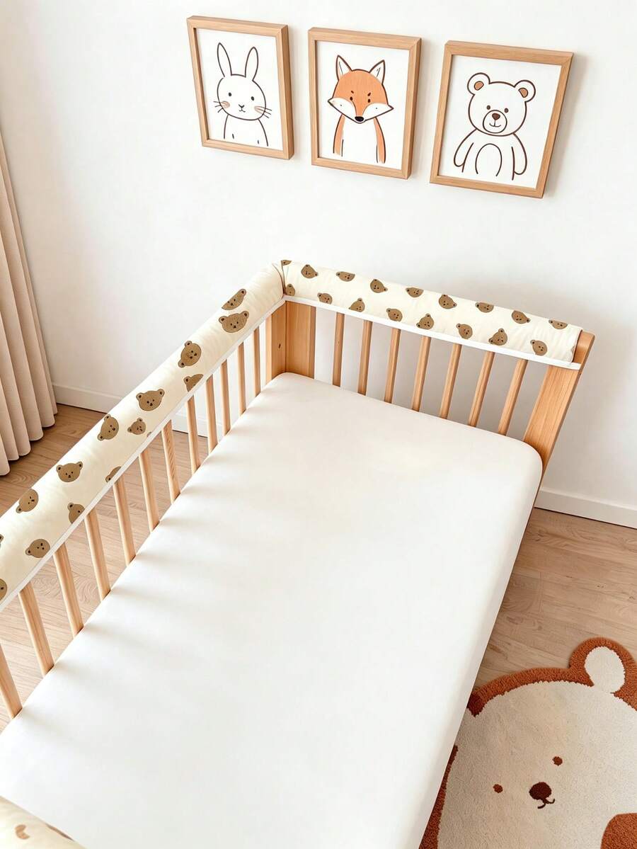 1PC Baby Crib Side Rail Guard, Cartoon Print Baby Bedside Protector ...