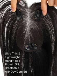 Synthetic Hair Top Natural-Looking Invisible Hand-Woven Seamless Clip-In Bangs Hair Piece Hair Clip For Women, Halloween - Multicolor - View 4