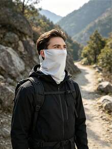 1 pieza Máscara facial de protección solar para ciclismo al aire libre con protector de cuello y bucle para orejas de seda de hielo - Mascarilla facial con protector solar - Ver 5