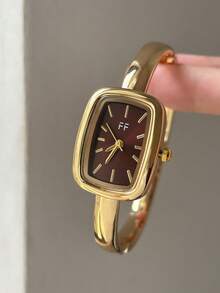 1pc Gold/Silver Square Bamboo Knot Quartz Watch, Perfect For Daily Wear, Also An Ideal Birthday And Christmas Gift - Gold - View 7