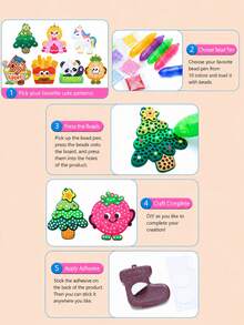 Children's Beaded Set, Bead Pen Art And Mosaic Craft Kit, Focus Game, Handmade Diamond Painting, DIY Craft Kit With Colorful Bead Pens And Fun Templates, Creative Craft Activity For Boys And Girls (Accessory Colors Random) - Multicolor - View 6