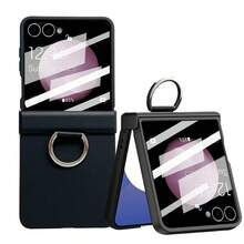 keshengtai Candy Color Ring Buckle Phone Case, With Hinge Protection, Built-In Screen Protector, Hard PC Backplate Protective Phone Cover Compatible With Samsung Galaxy Z Flip8, Z , Z Flip7FE, Z Flip6, Z Flip5 - Black - View 3