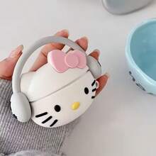 [Authorized]1PC Sanrio Hello Kitty Cartoon Headset Case, Compatible With 1/2/3/4/Pro/Pro2/Pro3 Wireless Bluetooth Earbuds, Bow Hello Kitty Apple Earphone Protective Cover - Multicolor - View 3
