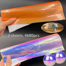 2 tấm/4680 miếng nhãn dán gương cầu disco PET holographic, nhãn dán gạch mosaic màu sắc tự dính 5x5mm, phù hợp trang trí nhà búp bê DIY thủ công, trang trí tiệc - PET nhiều màu - Xem 12