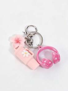 DIY Plumeria Milk Tea Cup Keychain / Detachable Keychain Accessory / Bag Accessory / Key Chain / Car Keychain / Women's Accessory / Birthday Gift - Multicolor - View 11
