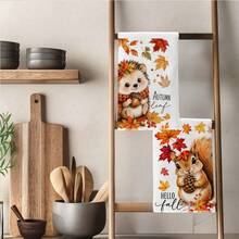 2PCS Kitchen Towels, Autumn Plaid Pumpkin And Vine Pattern, 40*60cm Rectangular Microfiber Kitchen Towels, Dish Cloths, Table Linens, Hand Towels, Kitchen Decor, Home Decor, Housewarming Gift For Neighbors, Kitchen Napkins And Dish Cloths, Home Decor, Gifts, Perfect For Kitchen And Bathroom Use - Orange - View 9