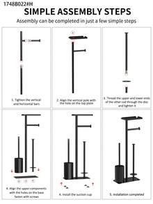 رف منظم حمام متعدد الوظائف قائم على الأرض، حامل فرشاة المرحاض المدمج وحامل تخزين المناديل الرأسي. مناطق منفصلة لأسطوانات الورق الاحتياطية والمناديل اليومية، مناسب للحمامات الضيقة والشقق المستأجرة. - متعدد الألوان - مشاهدة 5