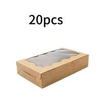 20個/10個/1個 正方形透明視窗甜點禮盒，7*4.3*1.5 英吋，棕色麵包零食盒，高級禮盒適用於包裝甜點、甜甜圈、派、糖果、蛋糕、馬芬和馬卡龍 - 棕色 - 查看 8