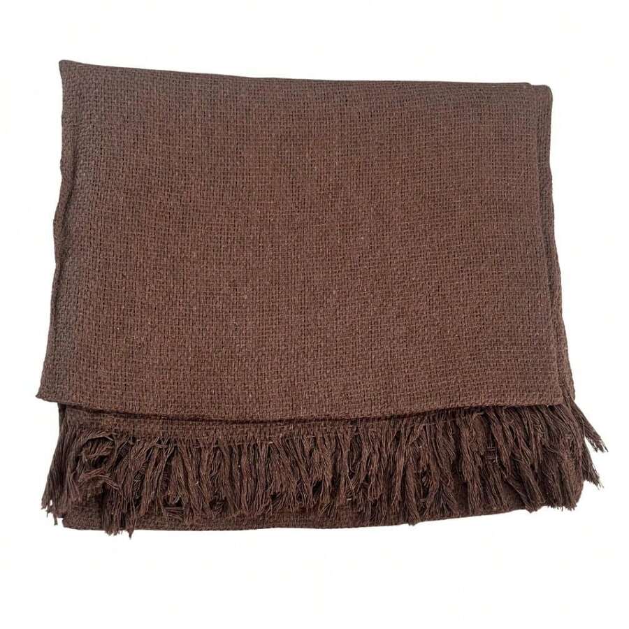 Manta para Sofá 100% Algodão 2,10x1,20 Capa Protetora Luxo Grande Decorativa Aconchegante - Marrom - Visão 1