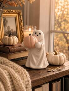 Cute Pumpkin Ghost Figurine, Autumn Bookshelf Decor, Halloween Ghost Decoration, Soft Spooky Home Decor, Suitable For Coffee Bar, Tiered Tray, Fireplace Display - Multiple Styles - View 7