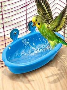 1pc Bird Bath For Parrot Cage - Hanging Bird Bath Tub, Parrot Bath Box, Bird Cage Accessories Bathing Supplies, Portable Parrot Bath Basin - Bath - View 1