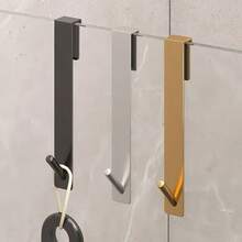 2pcs Shower Door Hooks - Frameless Wall-Mounted Bathroom Hooks - Space-Saving Modern Style, Suitable For Glass Doors, Shower Curtain Rods, Towel Racks - Easy Installation, Black, Silver, Gold - A - View 2
