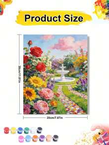 Flower Garden DIY Paint By Numbers Painting Canvas Crafts Adult Home Decoration Rose Sunflower Tulip Fountain Landscape Floral Art 8x12/16x20inch Holiday Gifts Frameless - Sets - View 7