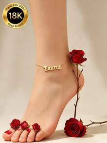 MONALLY 18K Gold Plated Bohemian Vacation Style Minimalist 12 Zodiac Signs Anklet Women's Stainless Steel Unique Design Foot Jewelry Beach Versatile Accessory Gift - Anklet - View 6