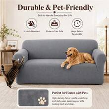 Splash Resistant Corn Grain Textured Sofa Cover, 360 Full Wrap Elastic Anti-Scratch Pet Friendly Couch Slipcover, Machine Washable Universal Sofa Protector For 1/2/3/4 Seater Sofa - Light Grey - View 13