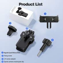 通用鋁合金摩托車擋風玻璃支架,適用 Osmo Action 6/5/4/3 與 Osmo Nano,含磁吸轉接快拆板,Action 5 Pro 相機擴充配件安裝套件 - 查看 6