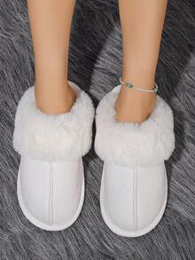 Women's Comfortable Non-Slip Wear-Resistant Closed-Toe Faux Rabbit Fur Faux Suede Slippers - Apricot - View 1